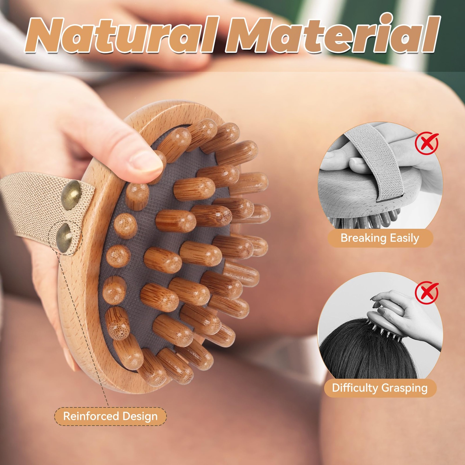 DEBETOOL Wood Therapy Massage Tools – 2-Pack Wooden Meridian Brown