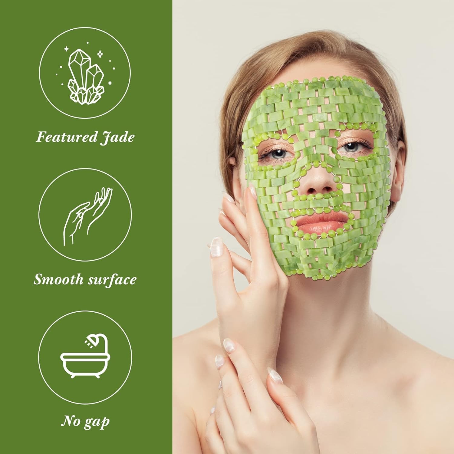 Jade Facial Mask, Jade Sleep Natural Stone Green Facial Cooling Mask, Beauty Ski