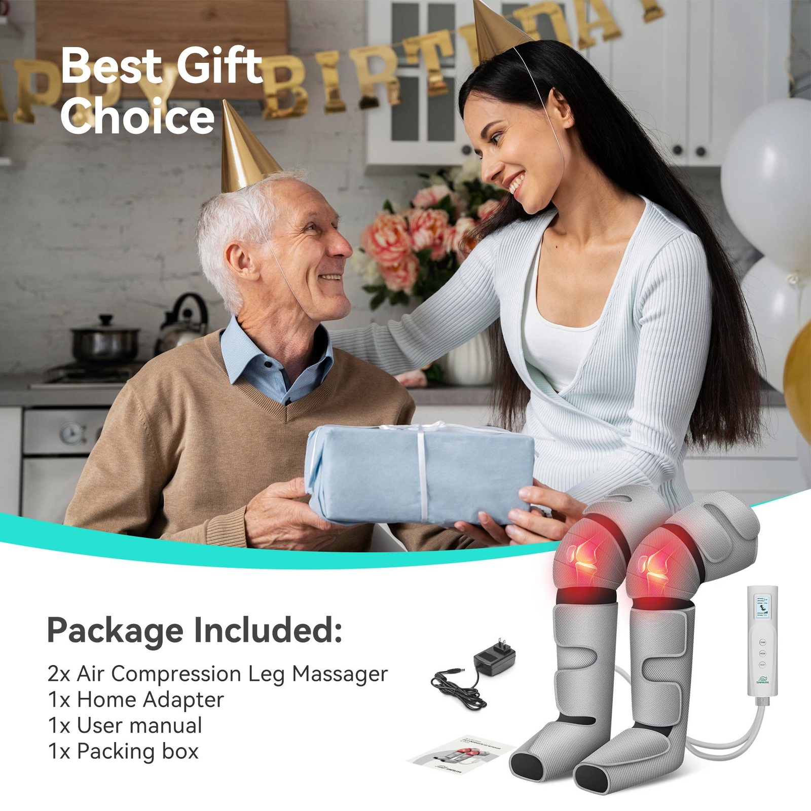 Leg Massager with Heat,Air Compression Calf Knee Foot Massager with Heat Snailax