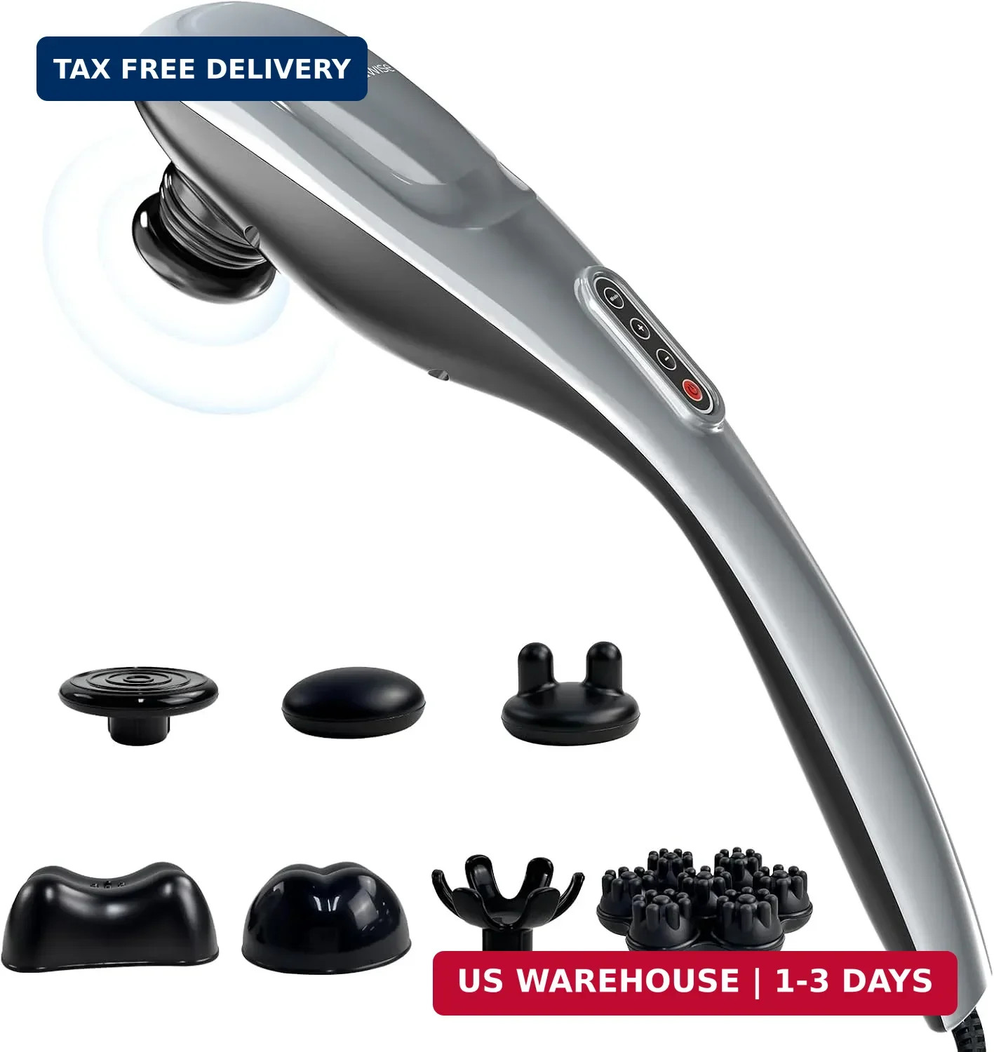 MEGAWISE Handheld Deep Tissue Neck Back Massager for Shoulders, Waist, Legs, 360