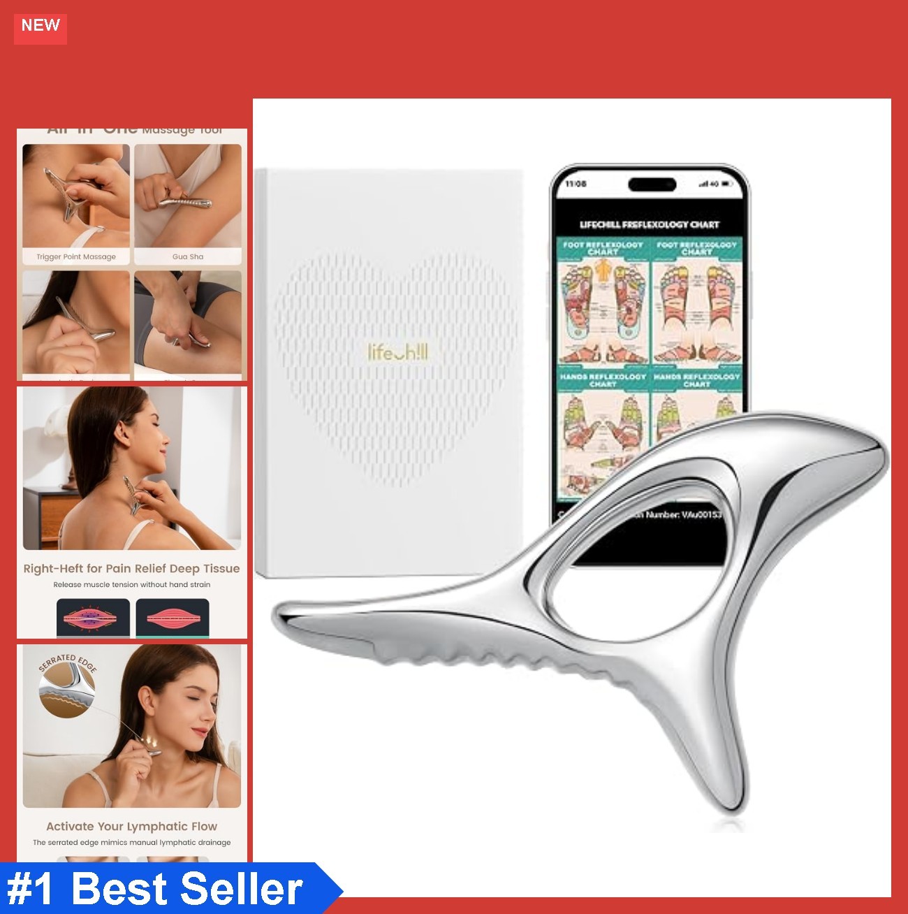 Trigger Point Massage Tool Dual Tips Gua Sha Scraper Fascia Release Muscle