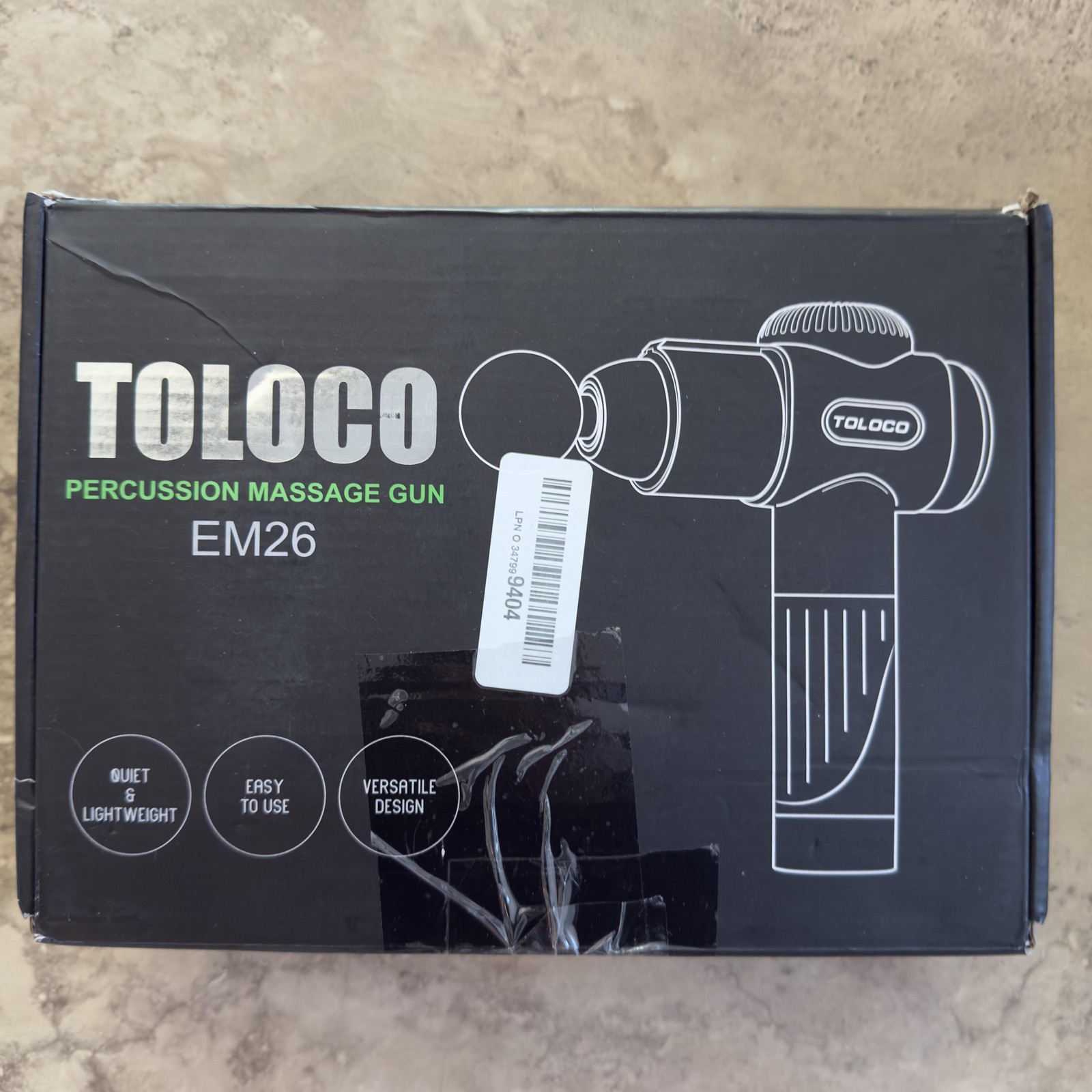 Toloco EM26 Percussion Massage Gun Flyby Attachments Deep Tissue Muscle Relief
