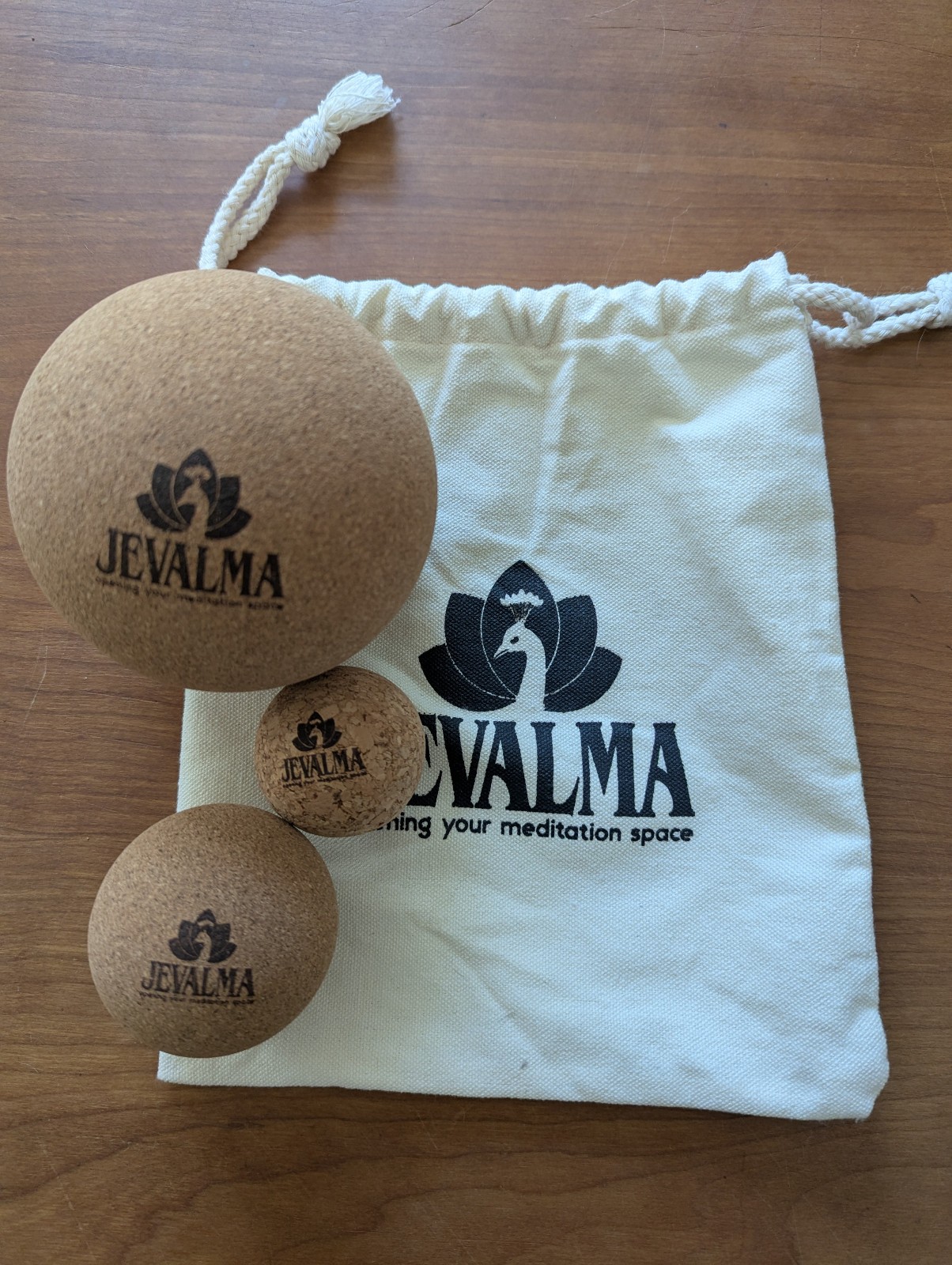Jevalma 100% Natural Cork Ball Massage Set of 3, Deep Tissue w/ Drawstring Bag