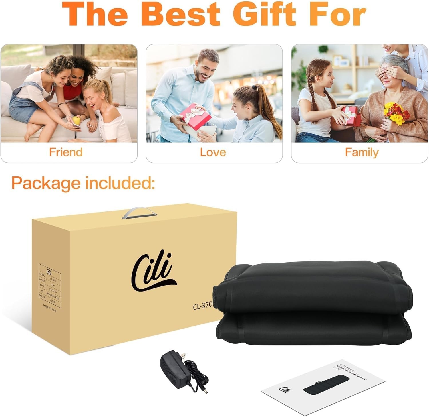 Multi-Functional Full Body Massage Mat with Heating & 3 Intensity Levels – Black