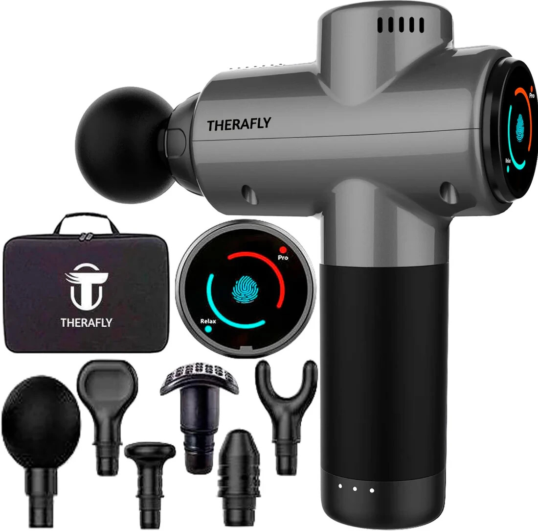 TheraFly Massage Gun Deep Tissue – Handheld Electric for Pain Relief (Silver)