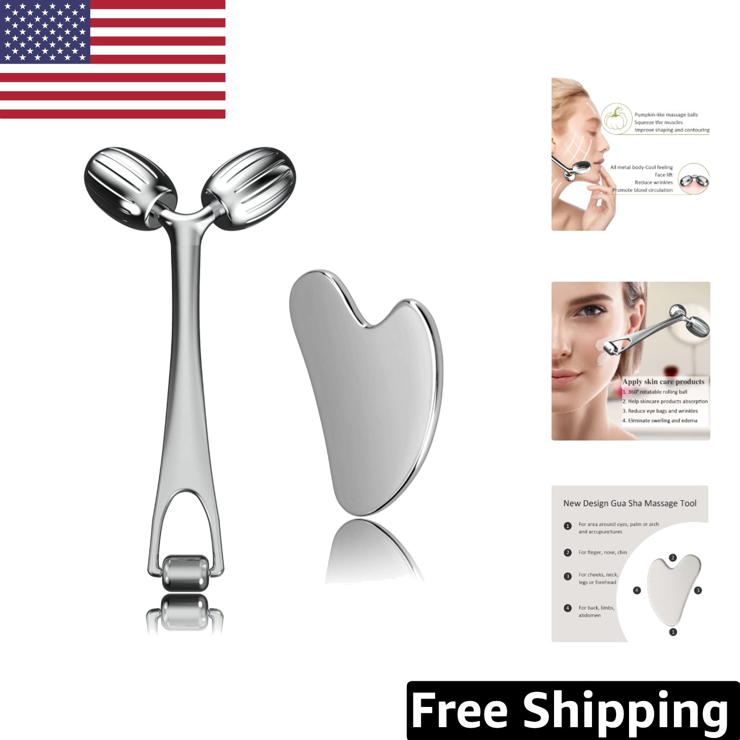 Portable Gua Sha Facial Tools & Face Roller Set – Ideal Self-Care Gift for Women