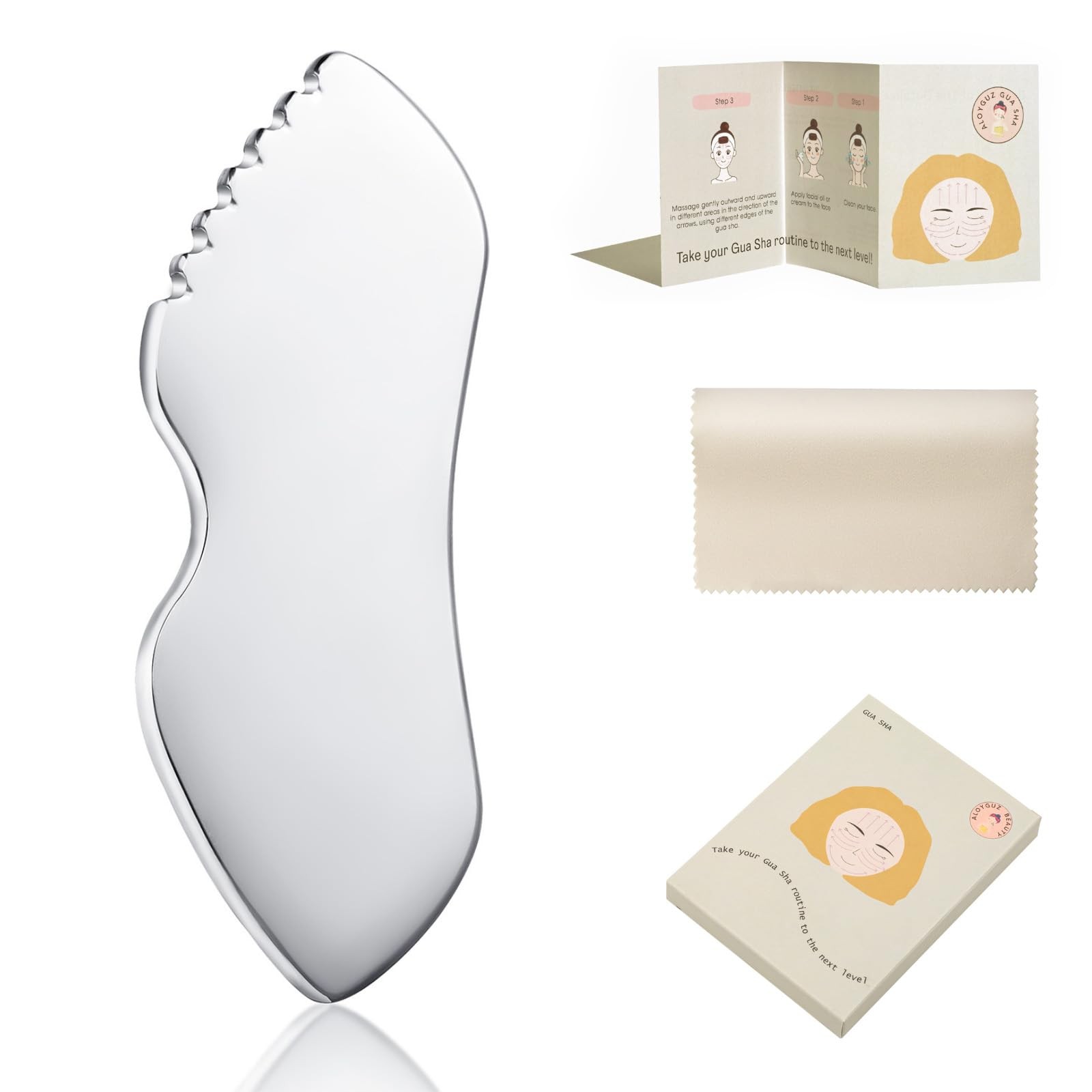 Stainless Steel Gua Sha Facial Tools Metal Stone Body Lymphatic Drainage
