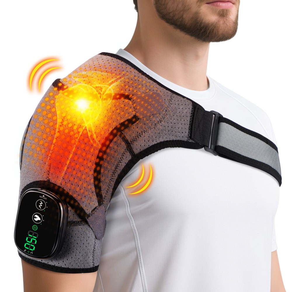 Electric Cordless Heated Shoulder Brace, Shoulder Heating Pad Wrap with Massage