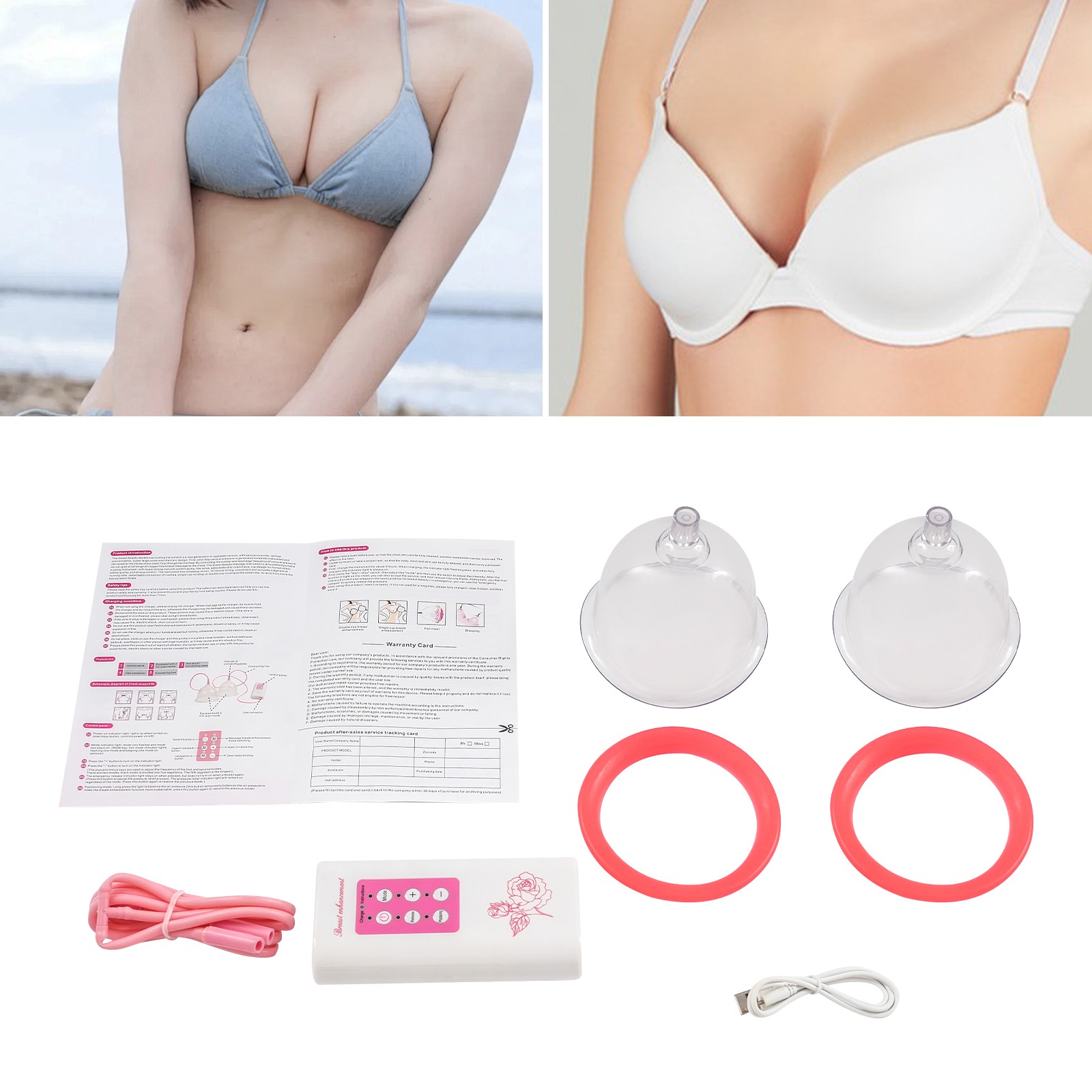 Electric Breast Enhancer Enlarger Massager Pump Vacuum Suction Enlargement B Cup