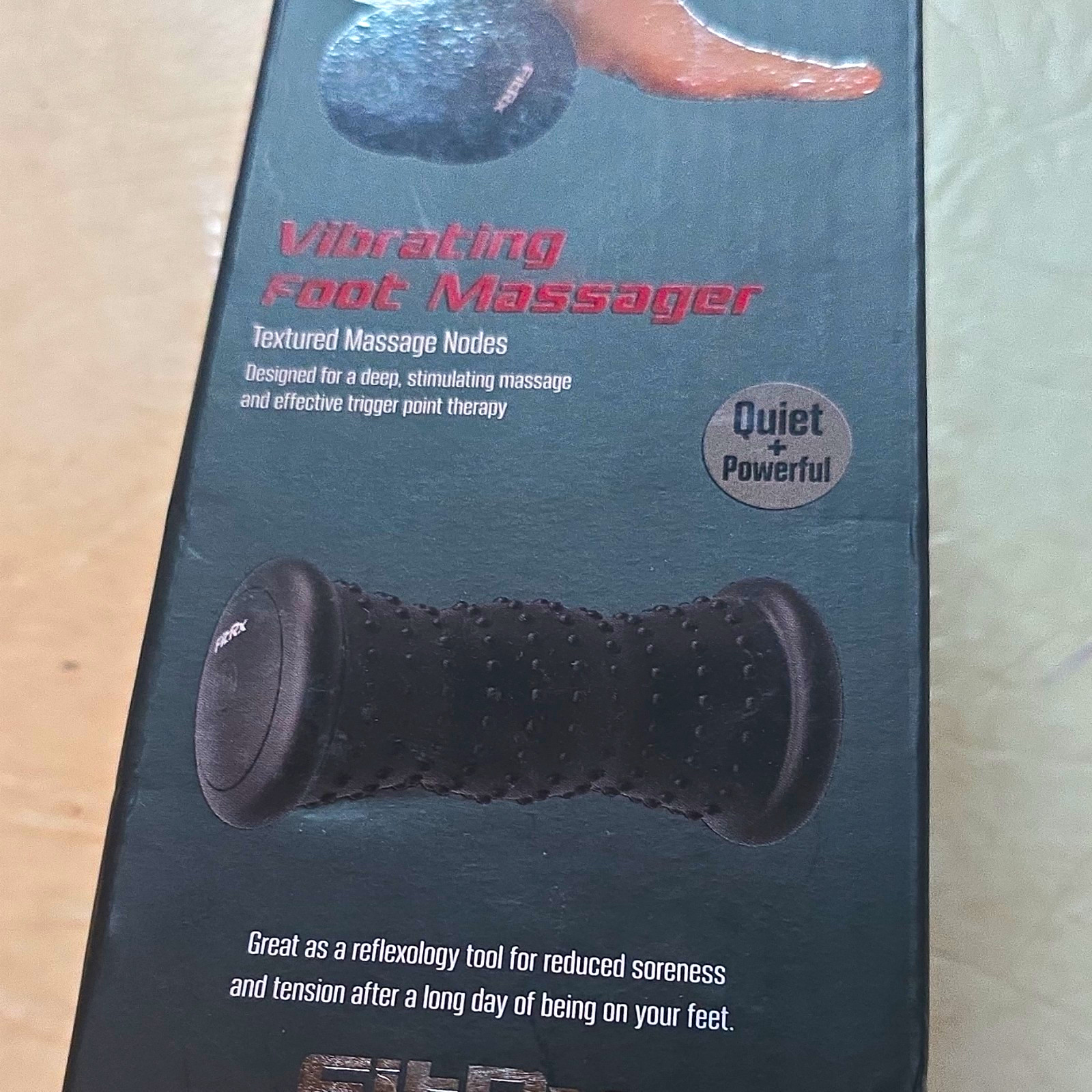 FitRx Quiet Vibrating Foot Massager Textured Massage Nodes Black Battery 8283