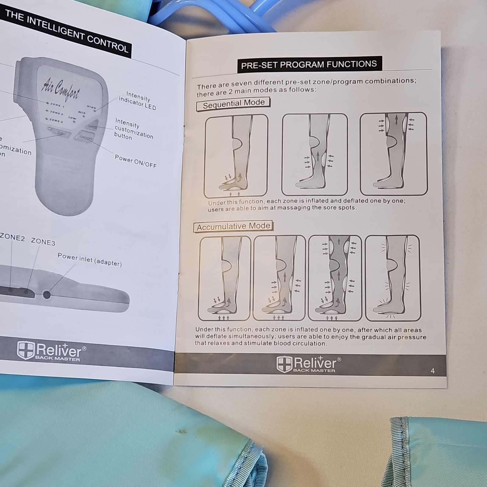 Reliver Air-Relax Series Long Boot Air Compression Leg & Foot Massager Blue