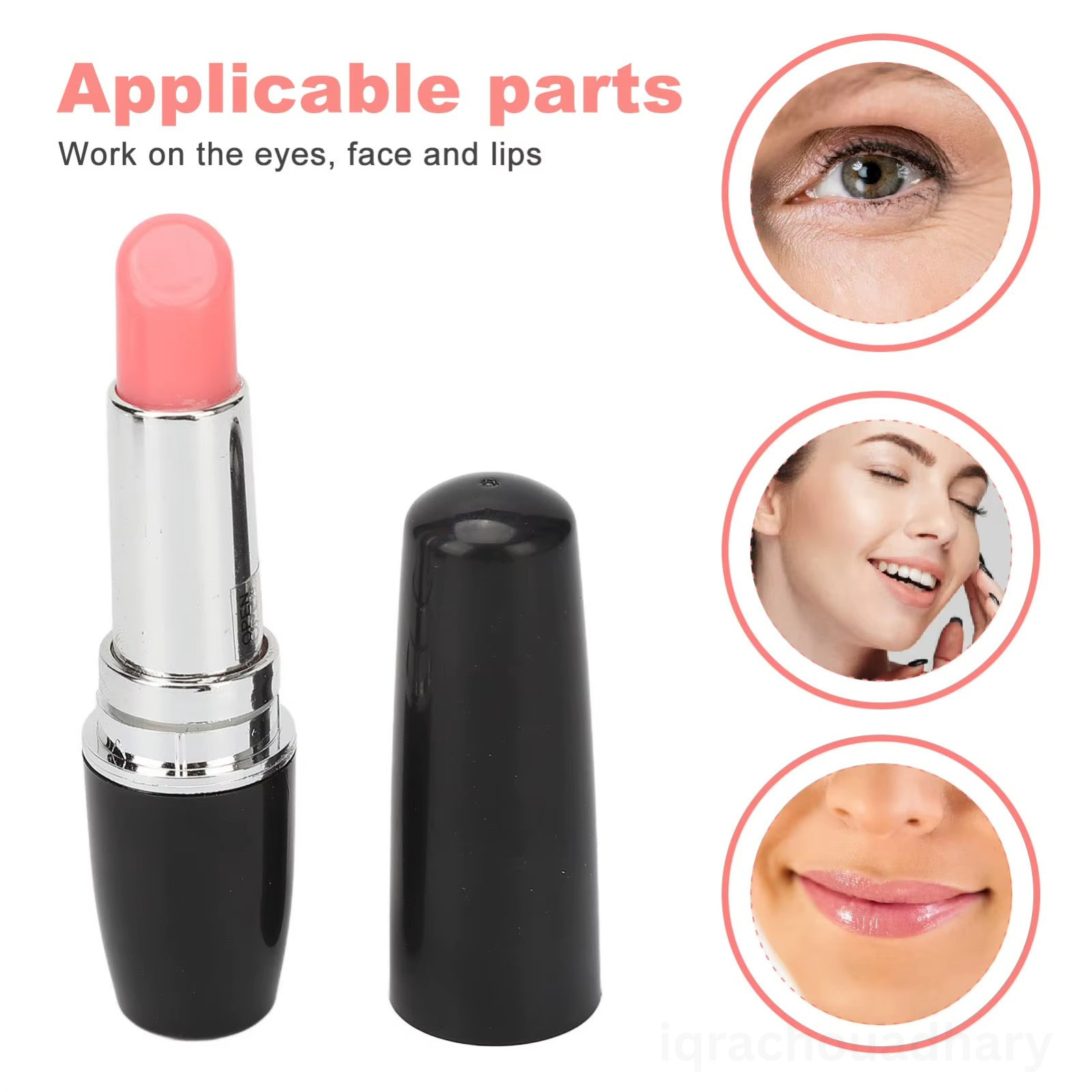 Lipstick Massager Portable Black Lipstick Shape Vibration Face Massage Wand NEW