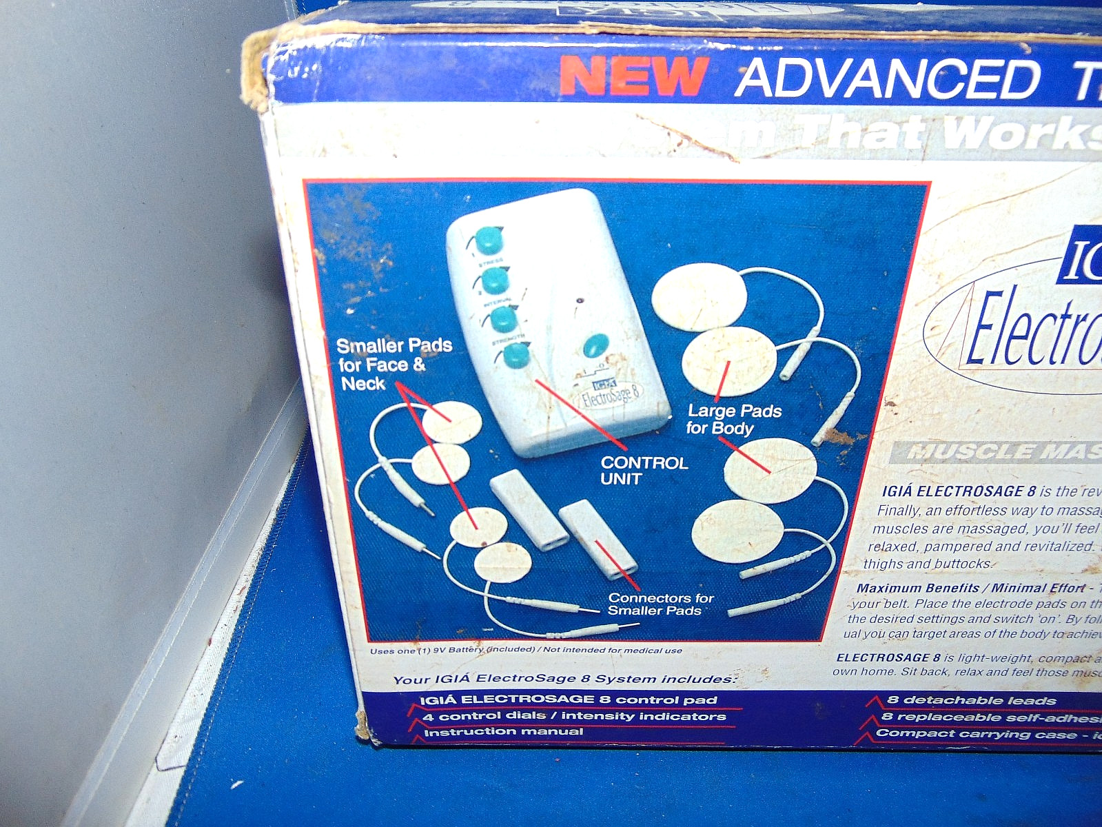 IGIA ELECTROSAGE- 8 PADS -BODY MUSCLE MESSAGER-AS SEEN ON TV