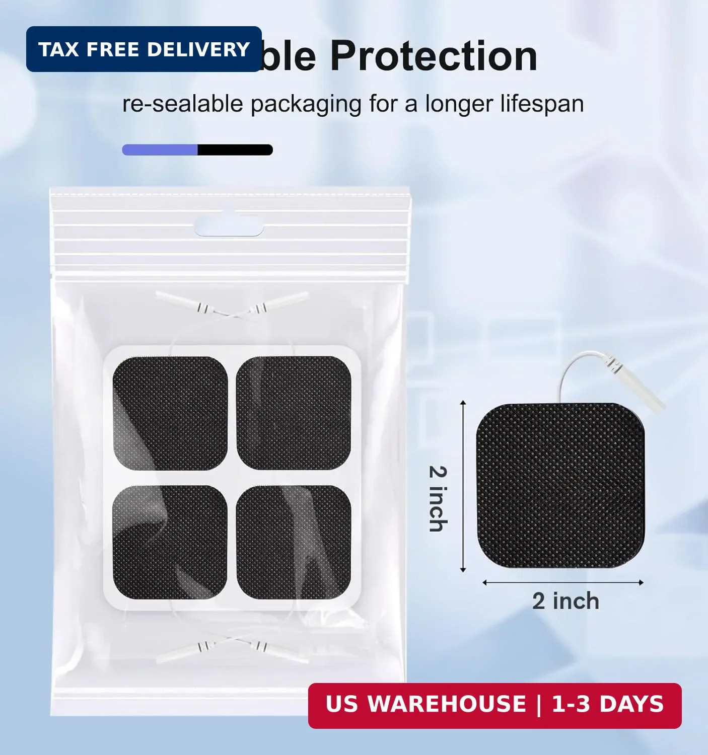 TENS Unit Replacement Pads, 2×2″20 Pcs Reusable Self-Adhesive TENS Unit Electrod