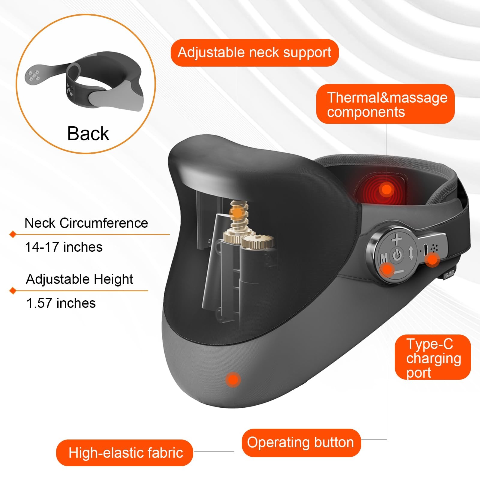 3-in-1 Neck Massager with Height Adjustable Traction, 15-Level Massage & 2 He…