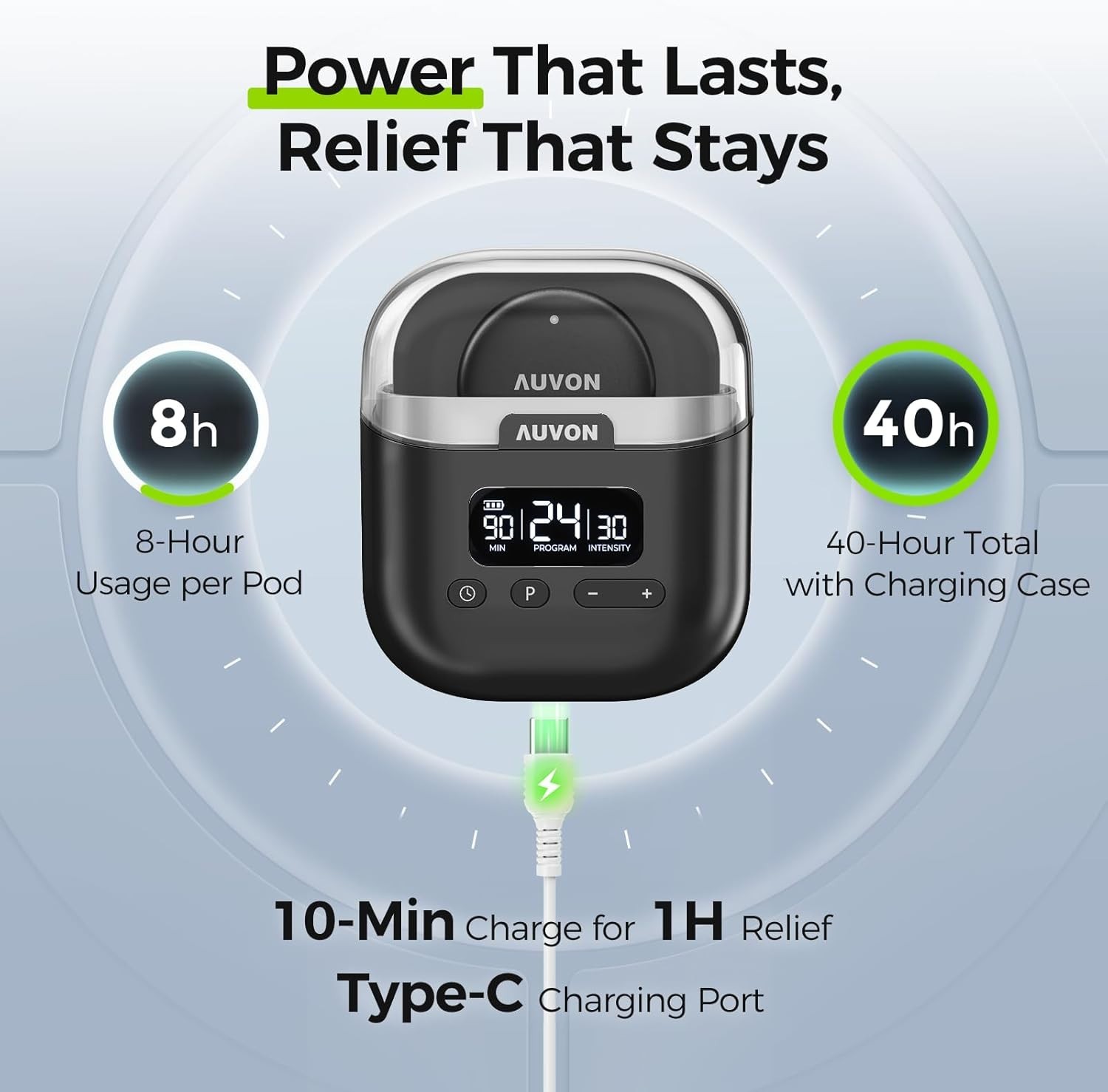 AUVON Wireless TENS Unit 24 Modes Muscle Stimulator Shoulder Back Pain Relief