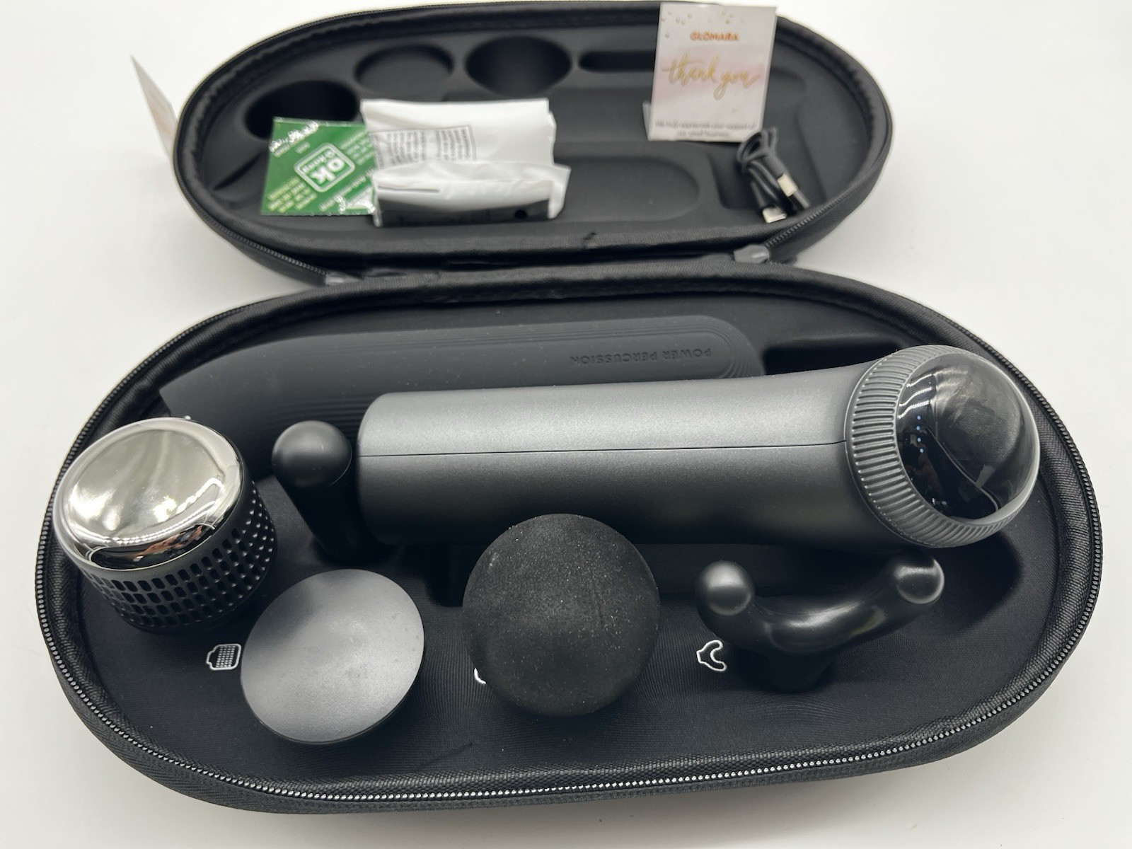Sharper Image Power Percussion Massager Hot Cold Reach Deep Tissue Kit Set