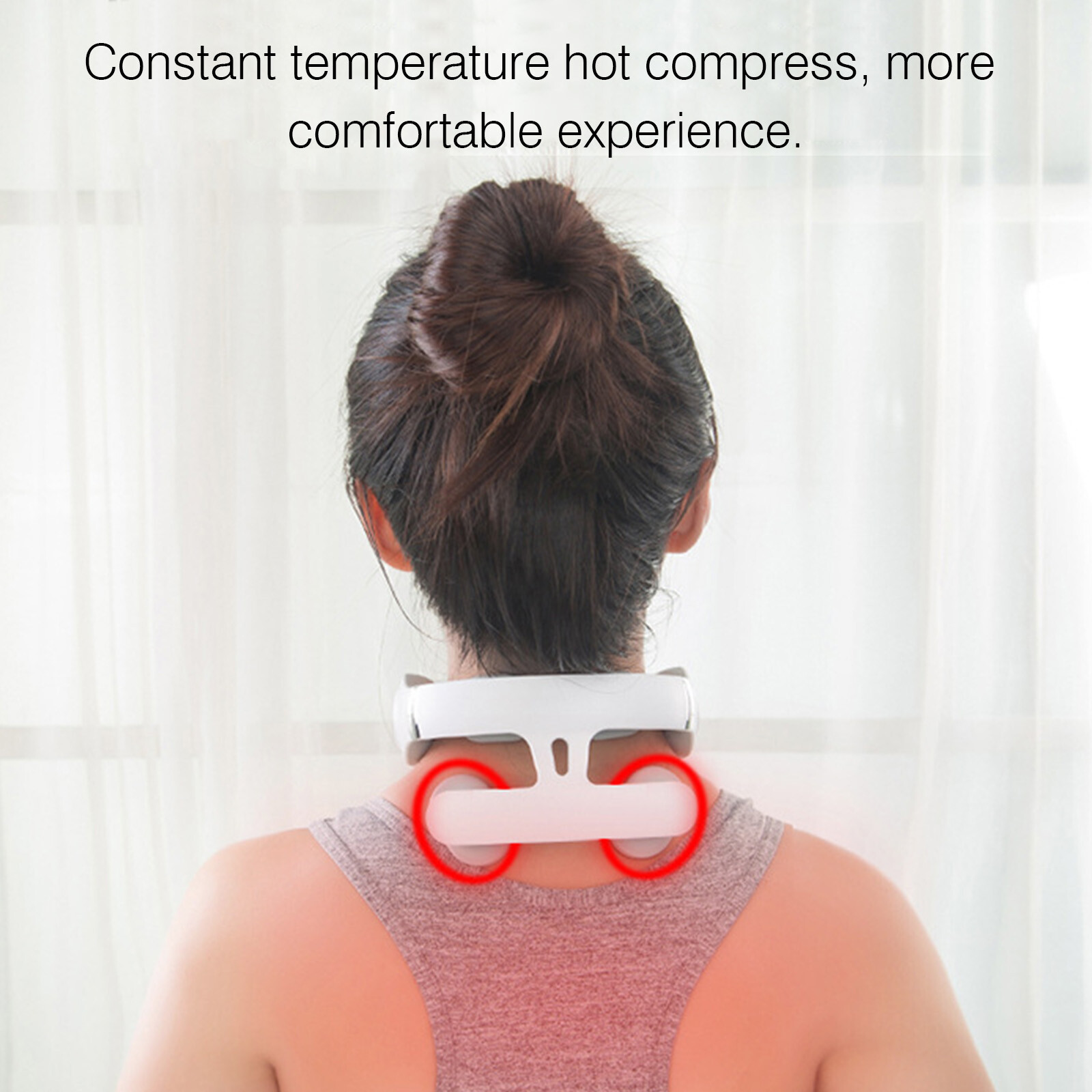 Micro Electric Neck Massager with Heat 4D Floating Massage Heads Kneading N8A2
