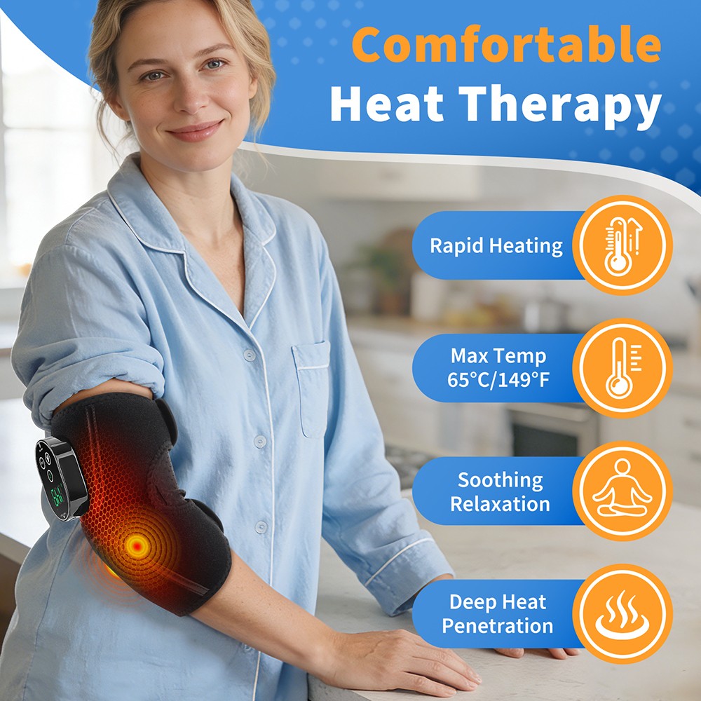 Cordless Heated Elbow Support Brace with Vibration Massage Arthritis Pain Relief