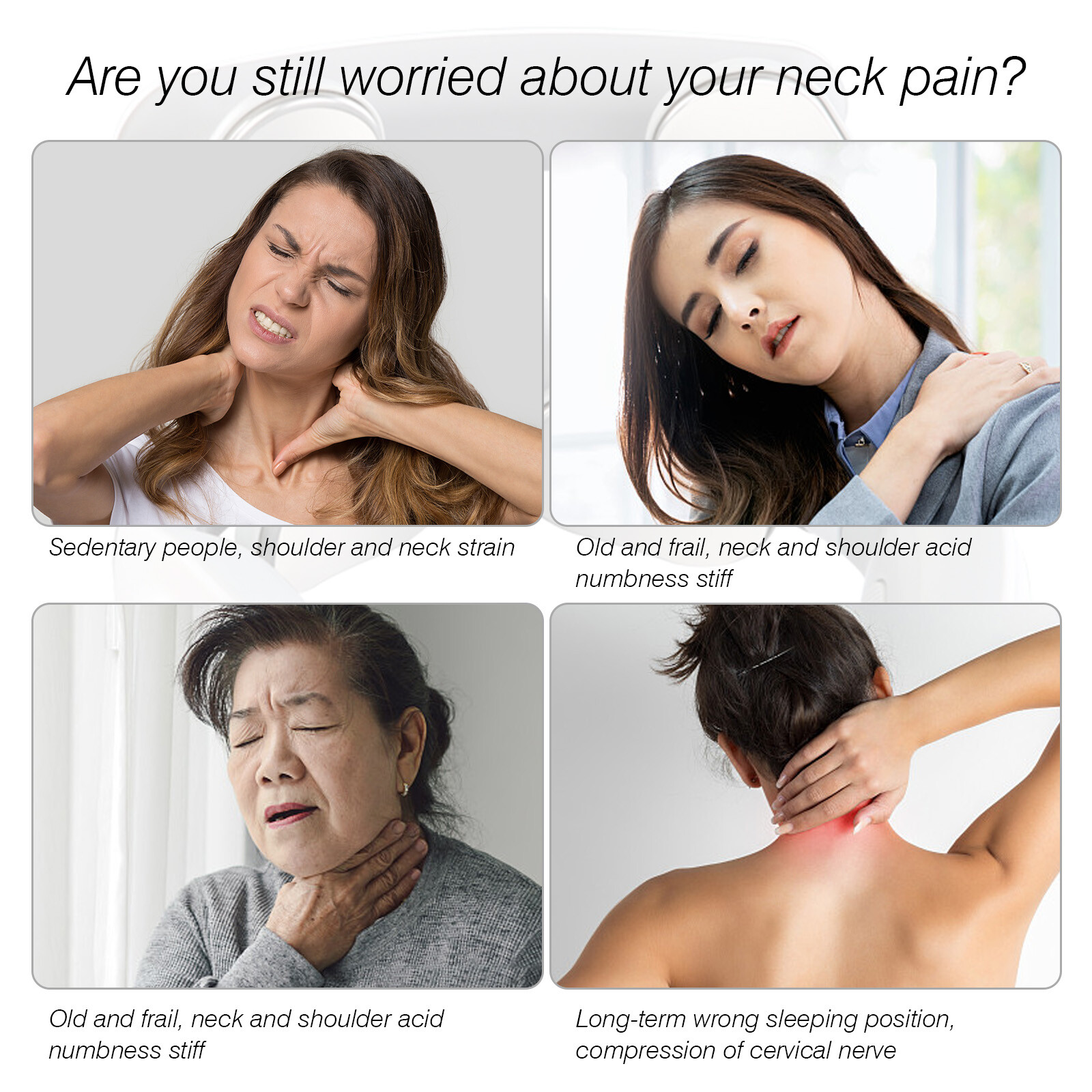 Micro Electric Neck Massager with Heat 4D Floating Massage Heads Kneading N8A2