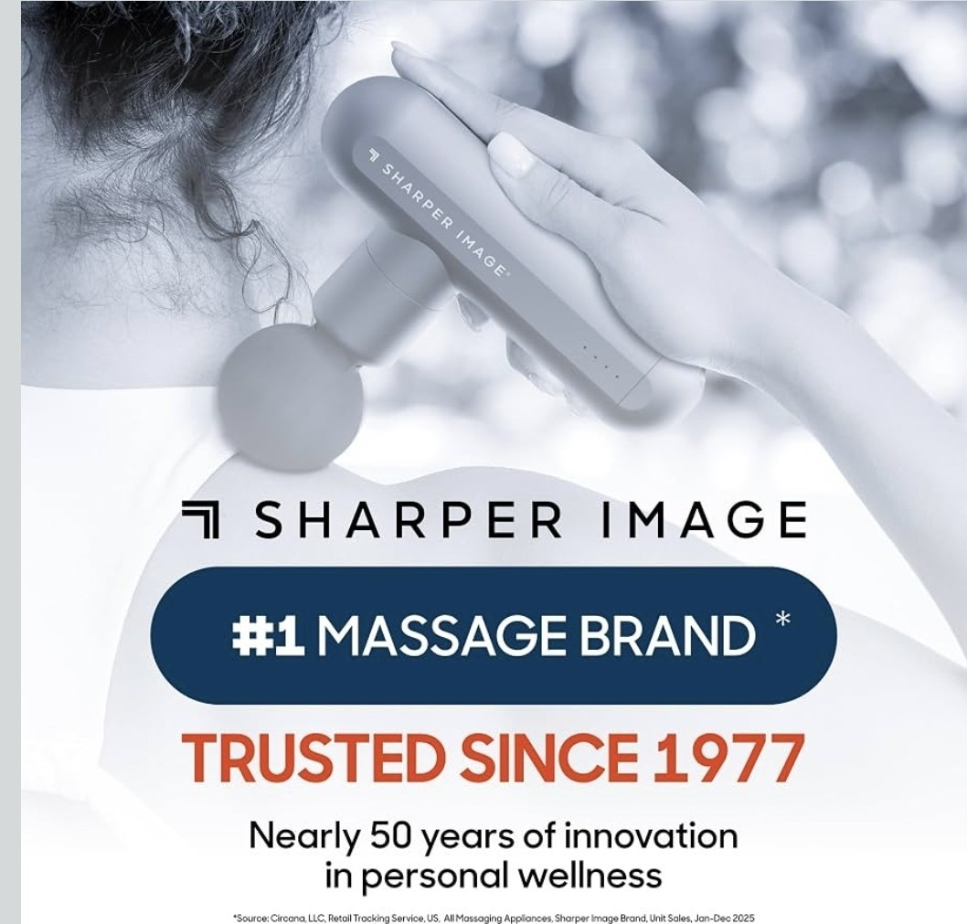 Sharper Image PowerBoost Max Massage Gun LED Display USB-C Rechargeable 6 Heads