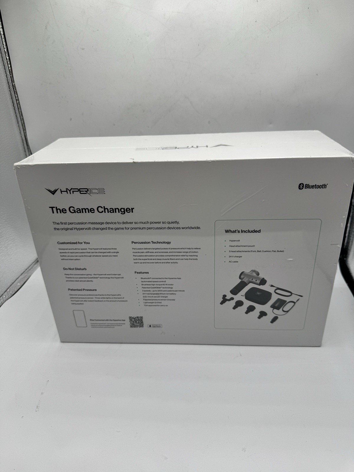 HyperIce-Hypervolt BT Bluetooth Percussion Massage Device-Silver (New Unopened)