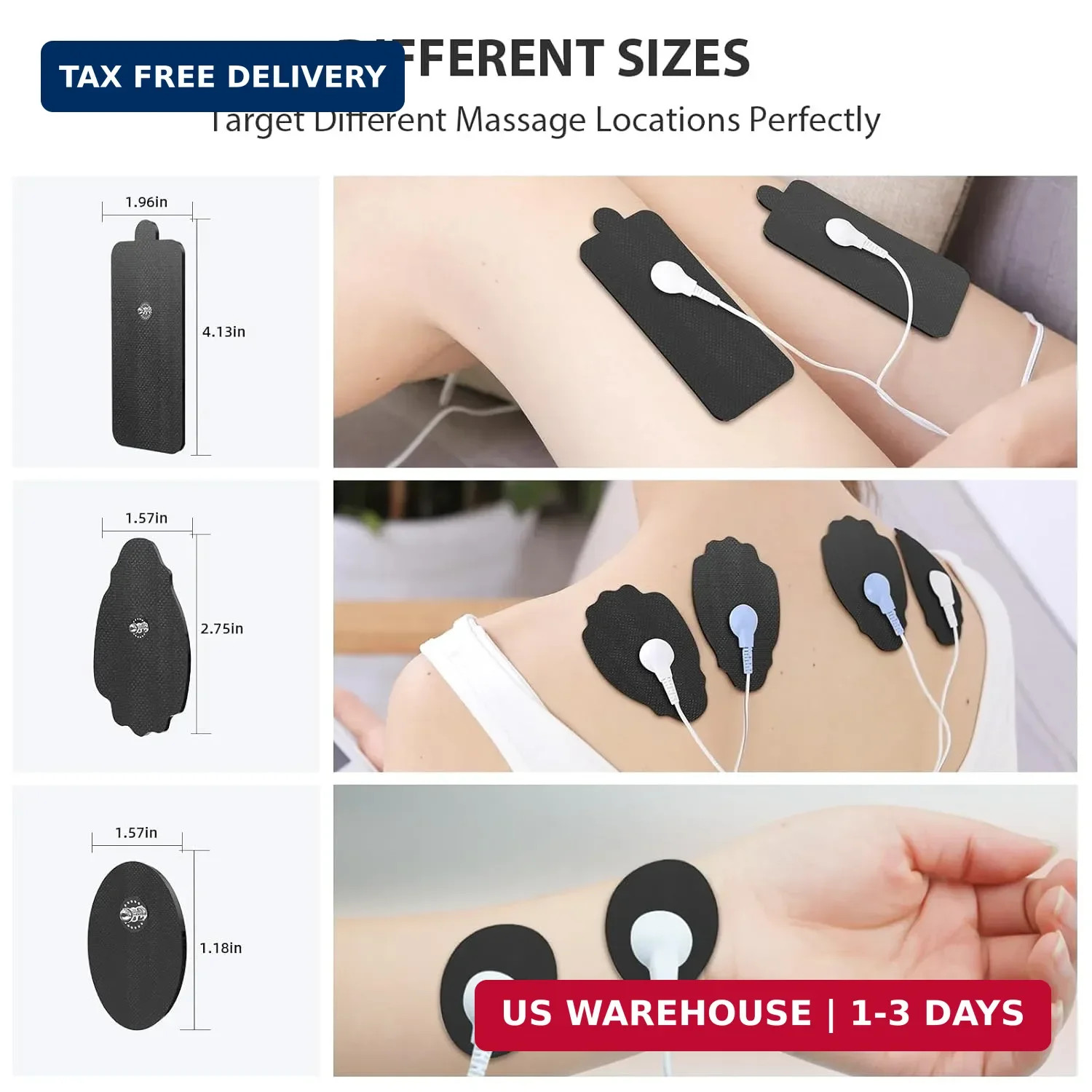 TENS Unit Electrode Pads NURSAL 20 Pack 3.5mm Snap EMS Replacement Pads for Elec