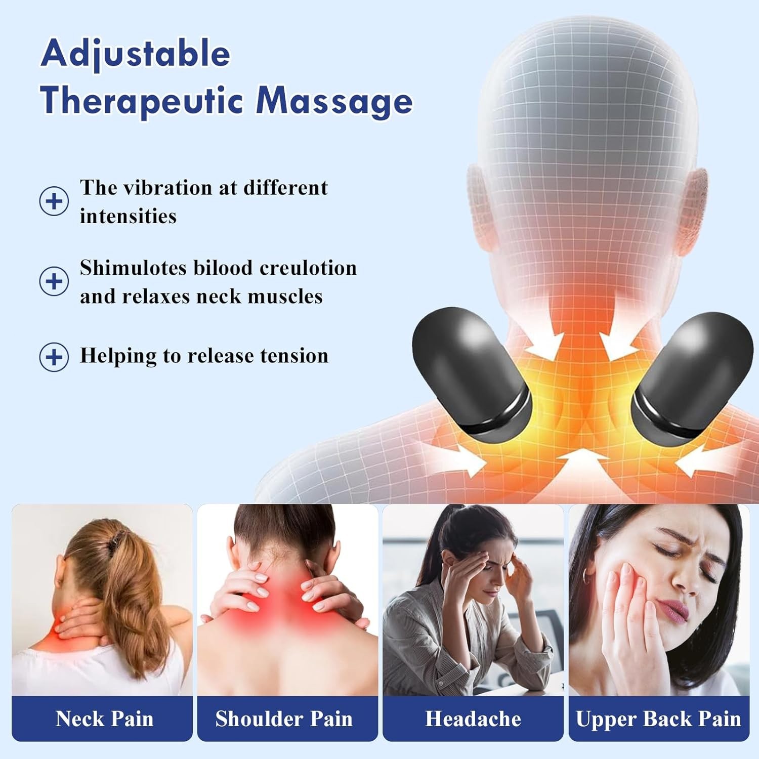 3-in-1 Heated Neck Massage Pillow, Relieves Pain, Cervical Hump Corrector