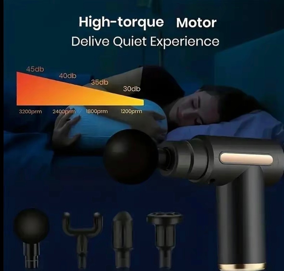 Portable Muscle Massage Gun- 6 Speed Deep Tissue Massager with Detachable Heads