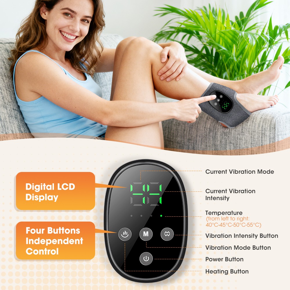 4 Levels Heated Ankle Massager Brace Vibration Therapy For Foot & Ankle 1/2PCS