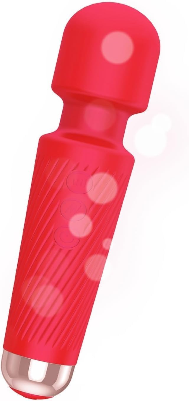 Mini Waterproof Rechargeable Handheld Massager – 8 Speeds, 20 Modes – Light Red