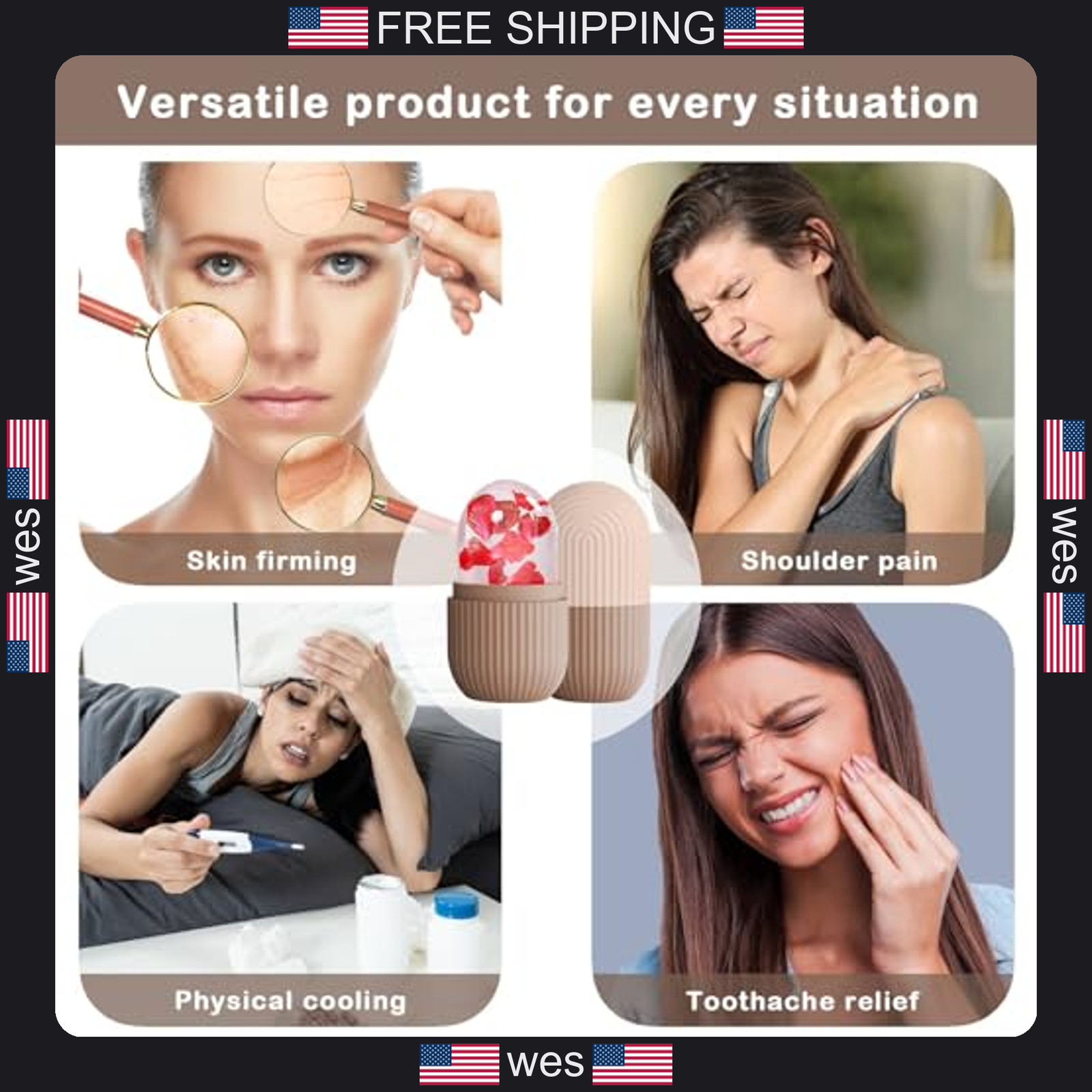 Silicone Ice Face Roller Mold – Reusable Skin Care Massager for Depuffing