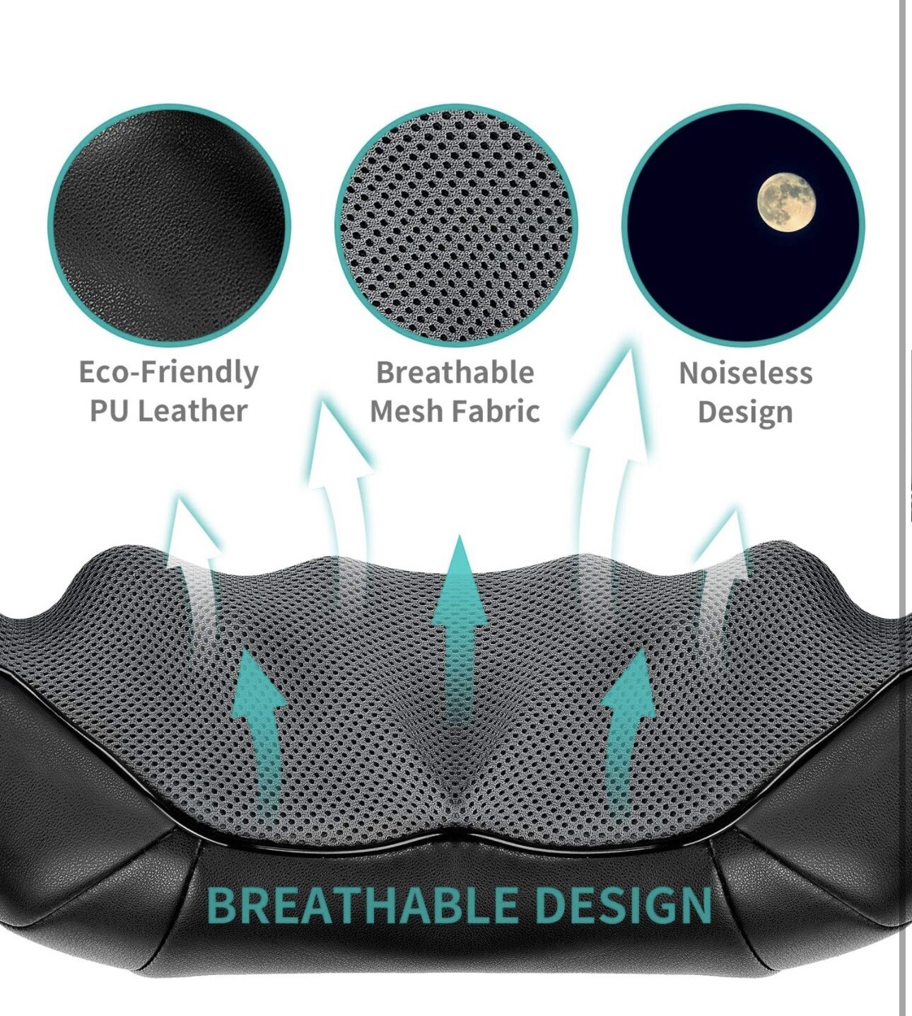 Nekteck Shiatsu Neck/Back Massager with Heat, Electric, Deep Tissue, 8 Nodes