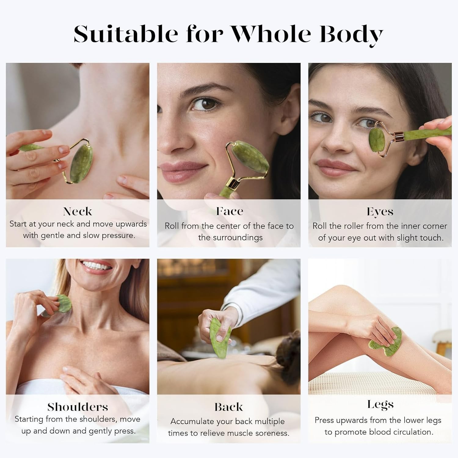 IcyMe Gua Sha & Jade Roller – Energizing Facial Tools for All Skin Types – Green