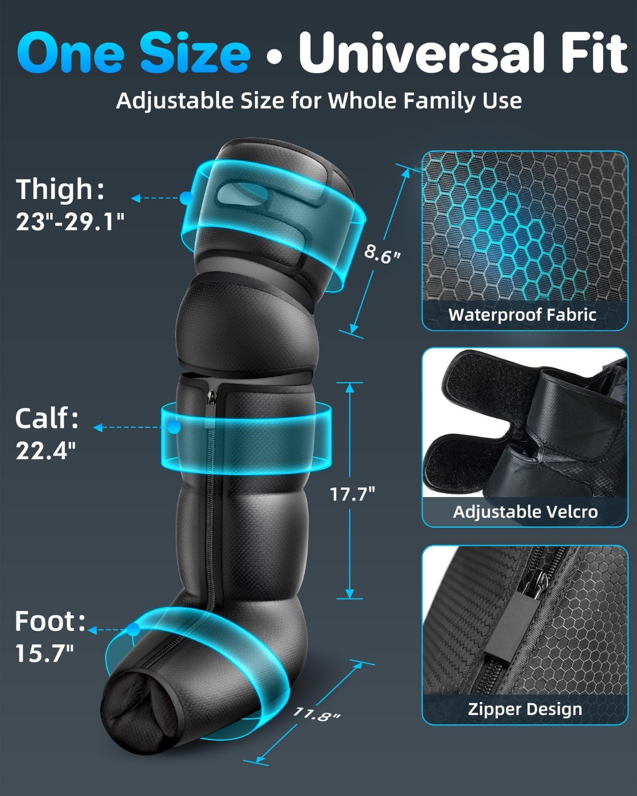 Leg Massager with Heat & Compression – Foot & Calf Massage Sleeve, 3 Heat Levels