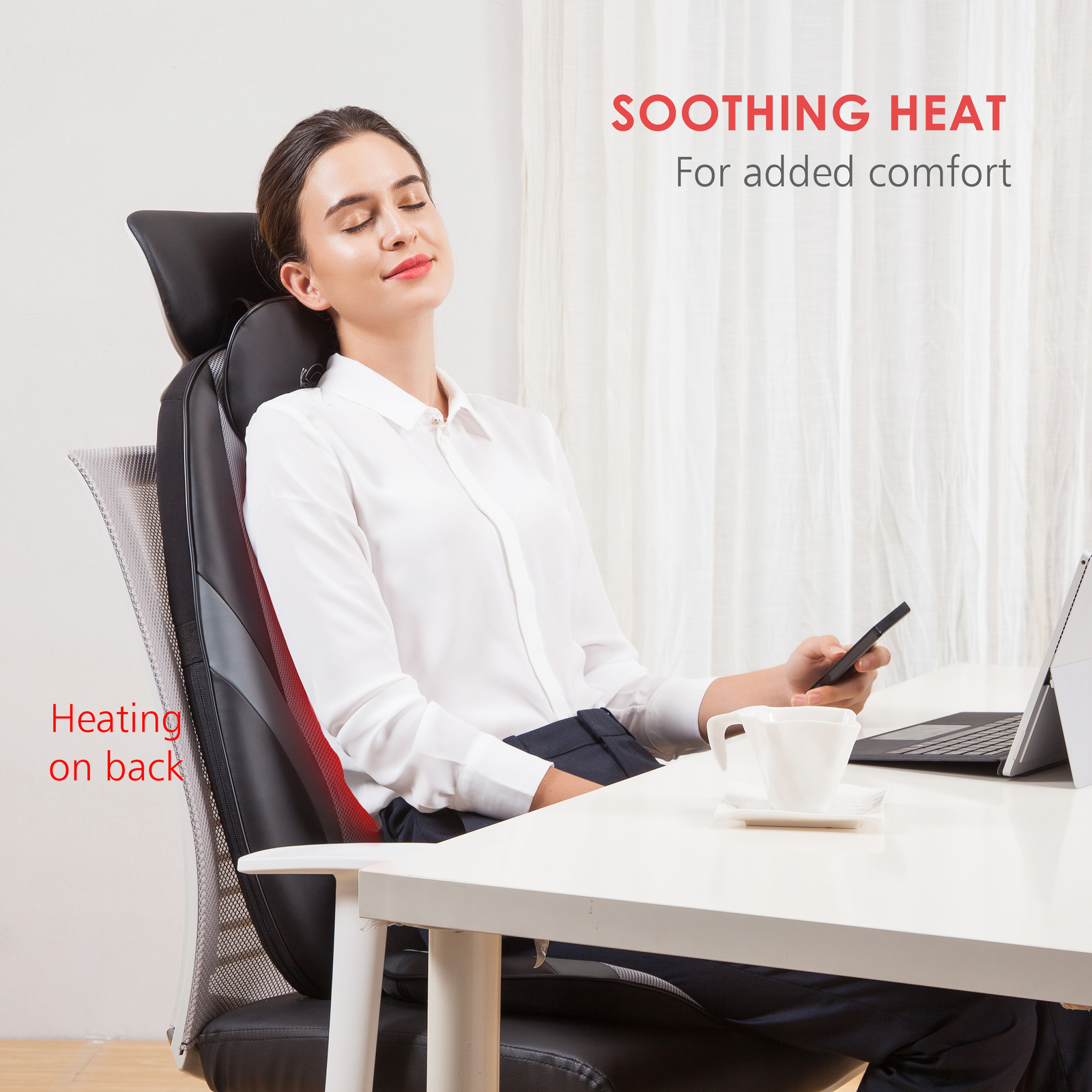 Snailax Massage Seat Cushion Heated Back Neck Body Massager Chair For Home&Car