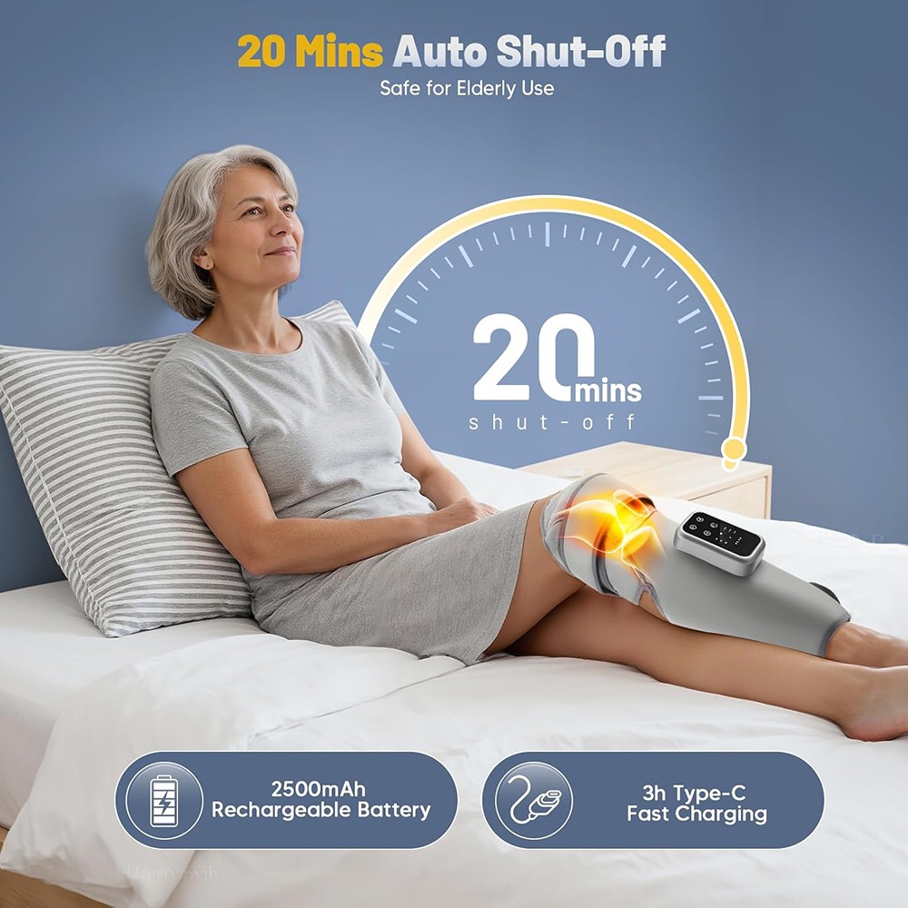 1 Pair Leg Massager Cordless knee Air Compression Massager Heated Pain Relief US