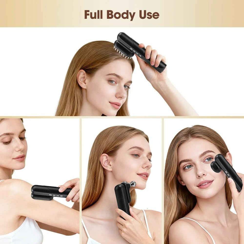 4-in-1 EMS Scalp Massager Red Light Hair Growth Comb Body Face Massage Tool