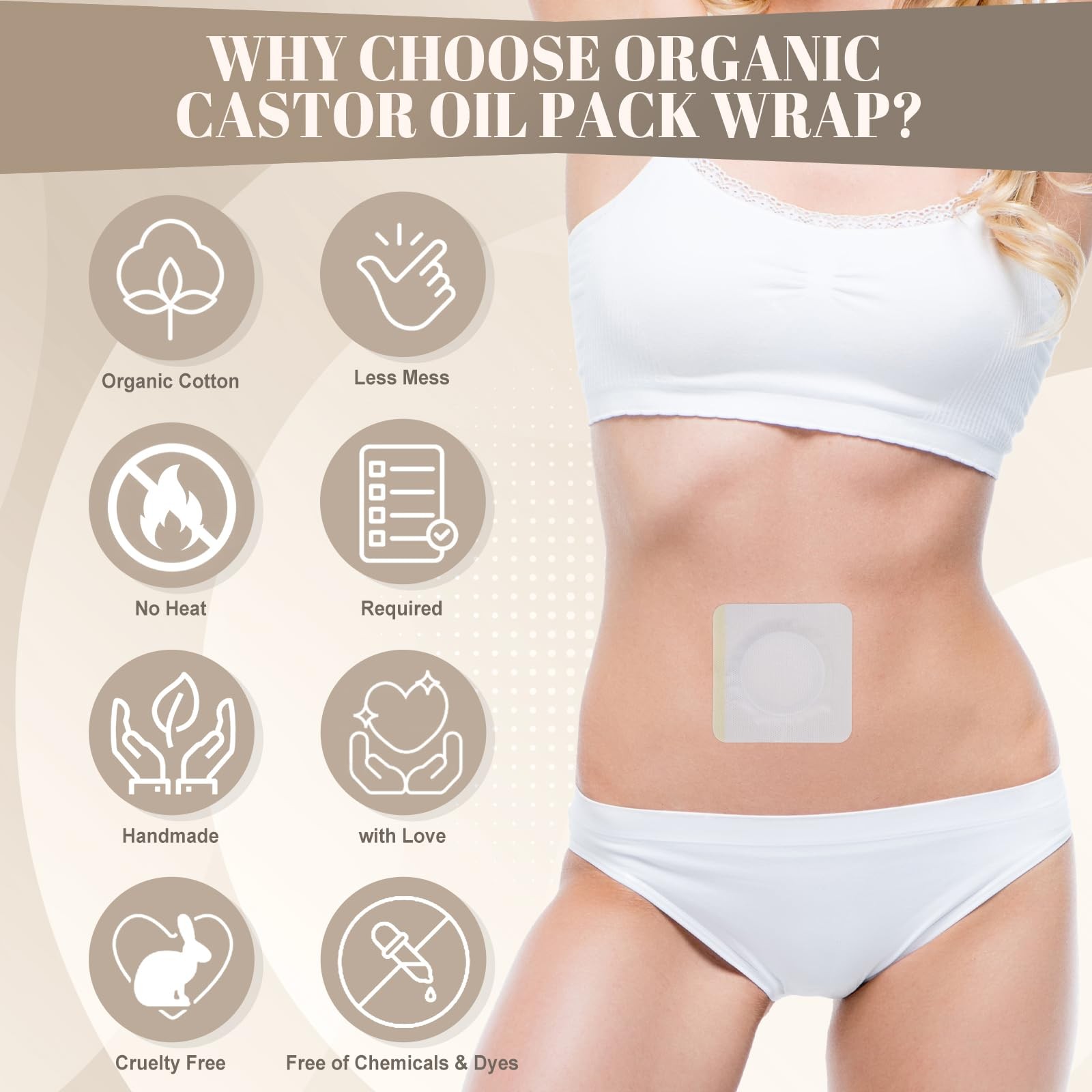 Organic Castor Oil Pack Wrap for Stomach & Liver – Reusable Castor Oil Wrap w…