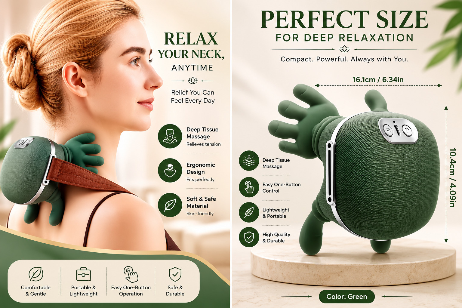 Hand Shaped Electric Neck Massager Deep Tissue Trapezius & Shoulder Massager