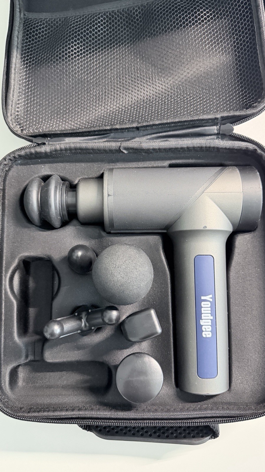 Youdgee Percussion Massage Gun Deep Tissue 6 Attachments Travel Case Used