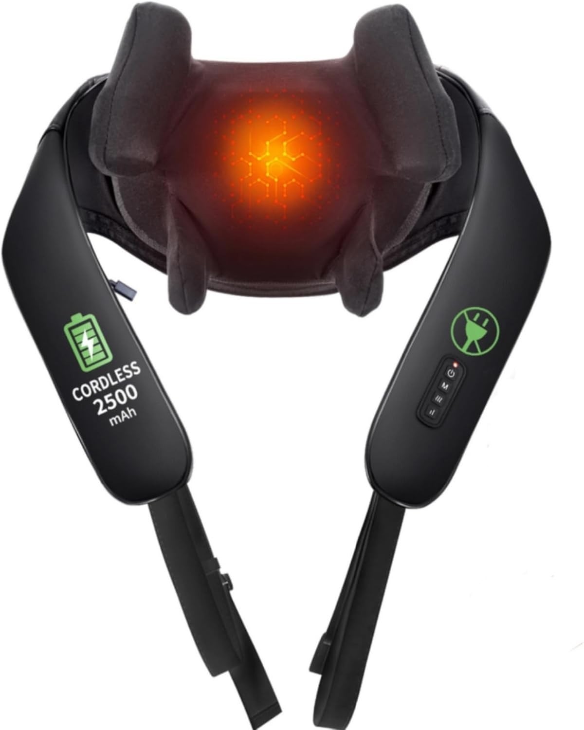 Cordless Shiatsu Neck & Back Massager W/ Heat 2500mAh Rechargeable Electric Deep