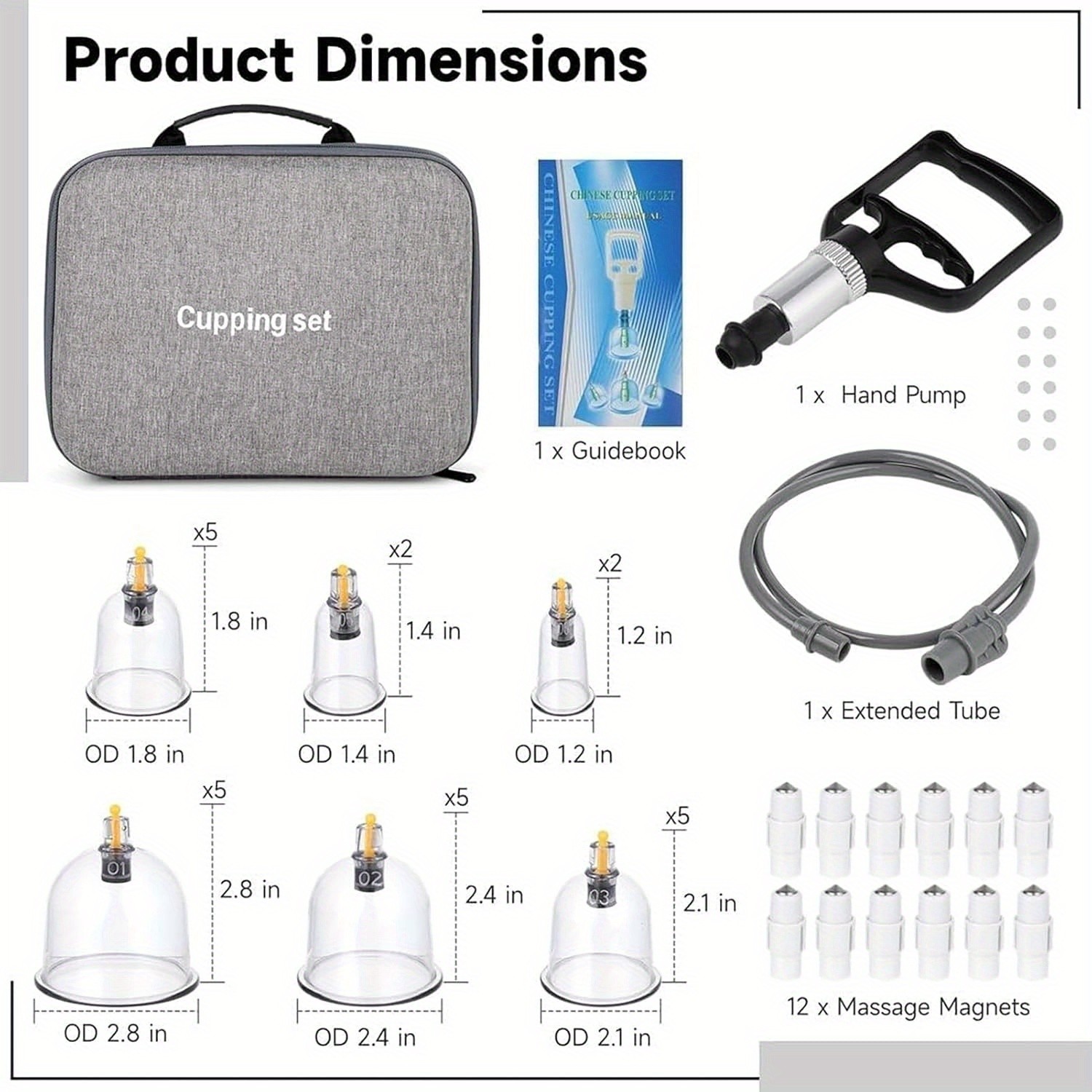 12/24pcs Cupping Acupuncture Sets for Massage with Fabric Handbag