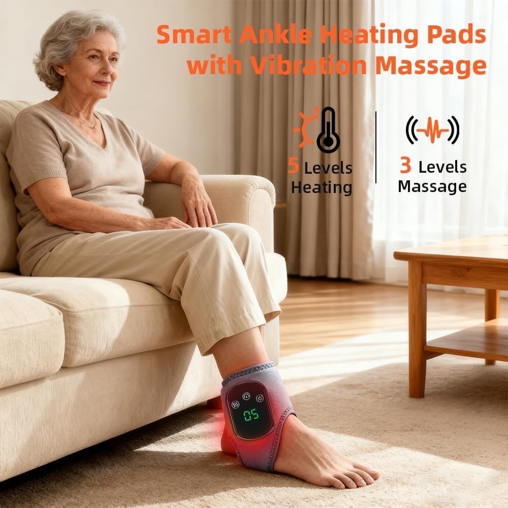 Cordless Foot Ankle Massager Wrist Hand Brace Heating Vibration for Pain Relief
