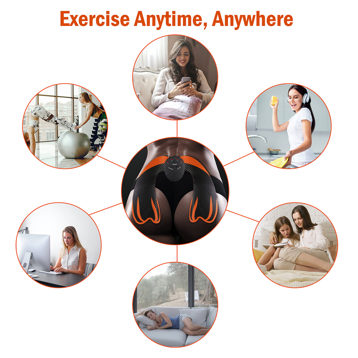 6 Modes Hip Trainer Electric Muscle Stimulator EMS Massage Machine ABS Butt Lift