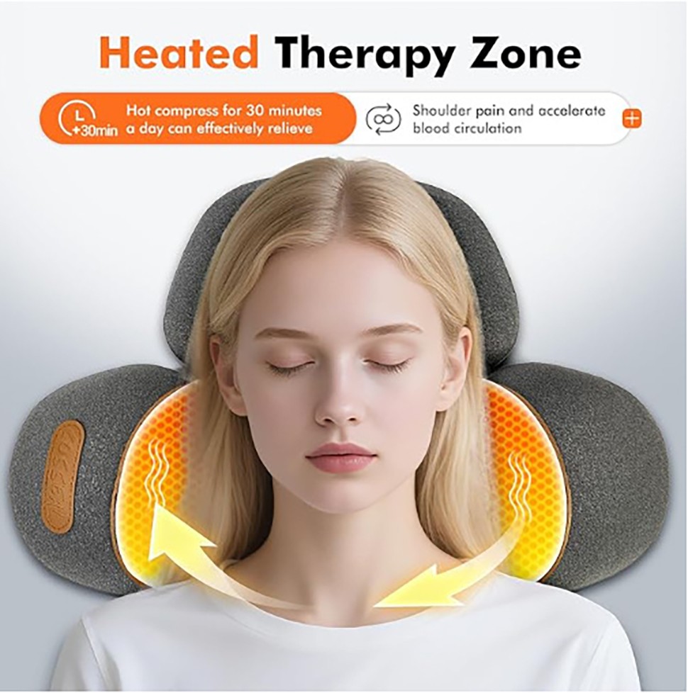 3-In-1 Neck Massager Pillow With Vibration Heating Traction Therapy Pain Relief
