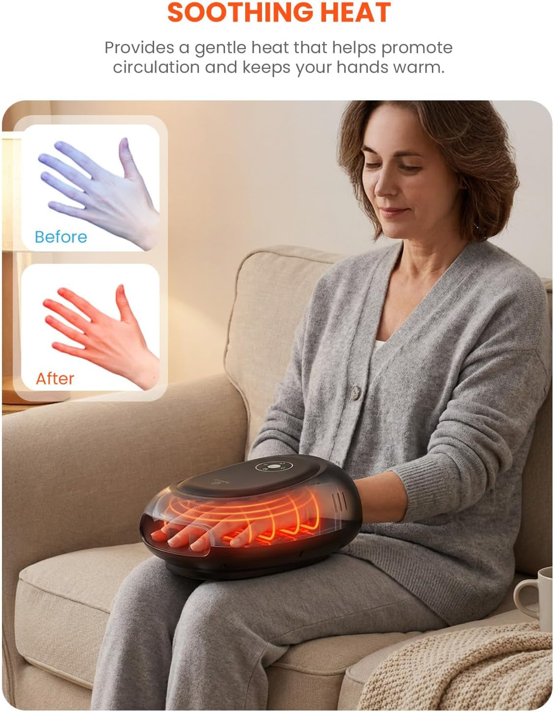 Smart Hand Massager Machine,App Control,Hand Massage with Heat and Compression,M