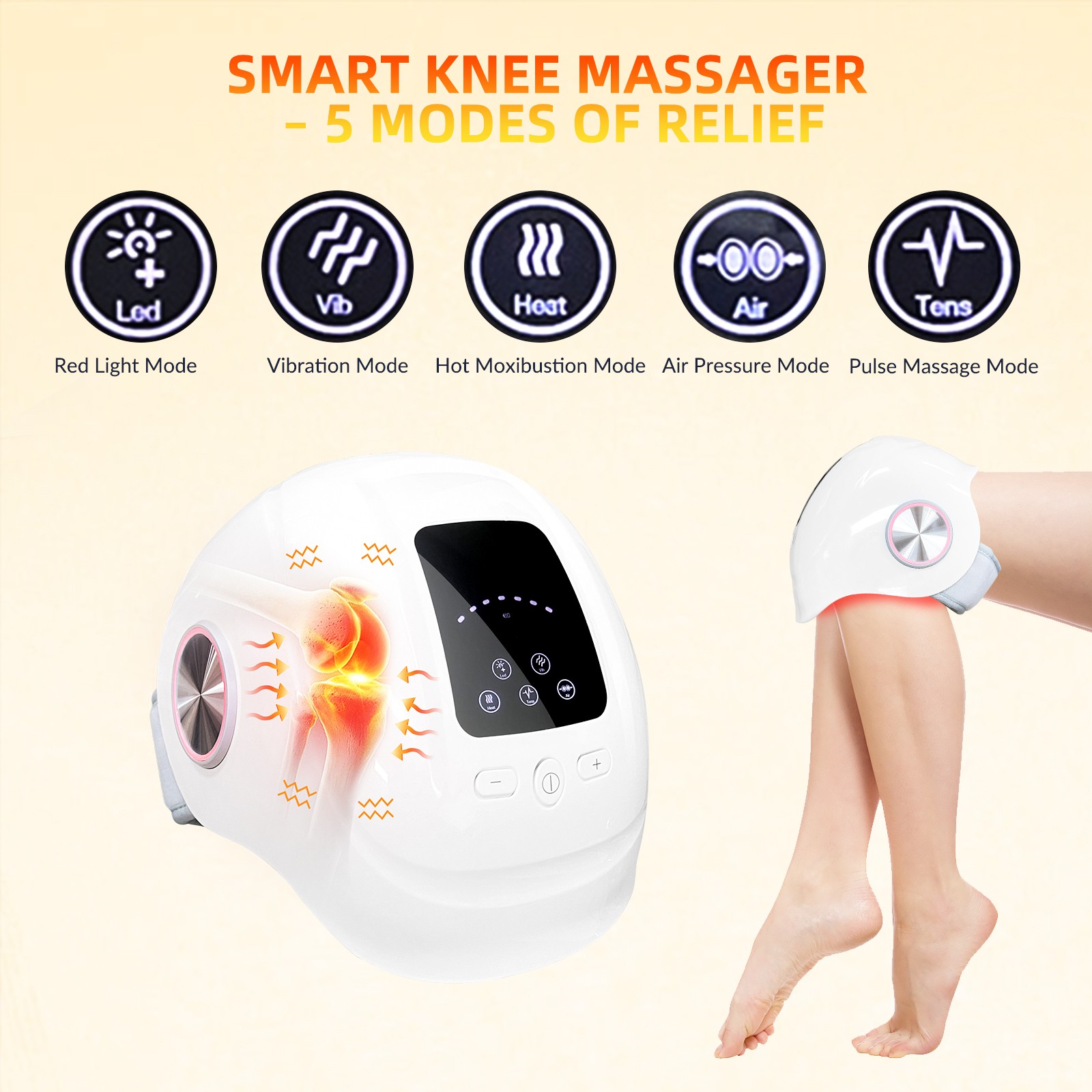 Heated Knee Therapy Massager with Vibration for Arthritis and Muscle Pain Relief