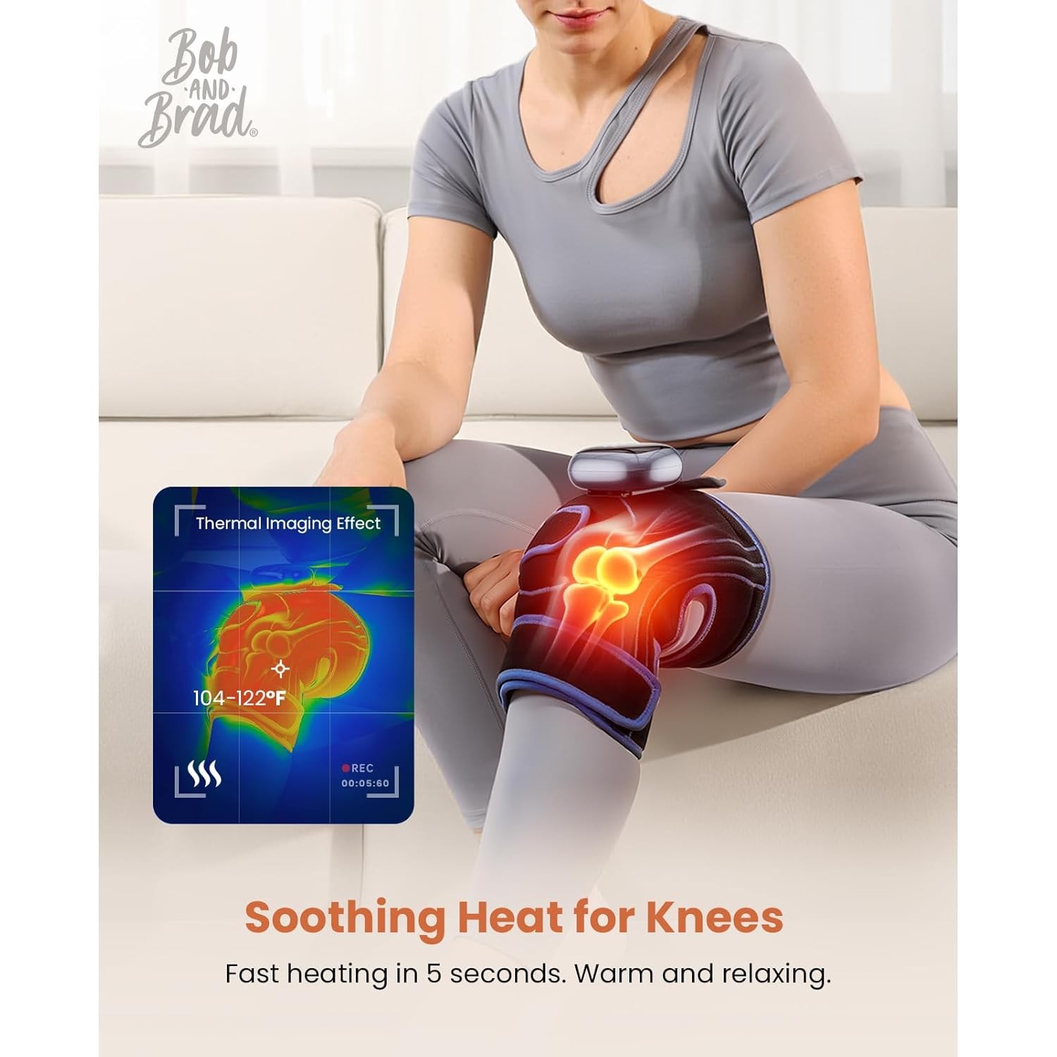Cordless Heated Vibration Knee Brace Massager Heated Wrap Leg Joint Pain Relief