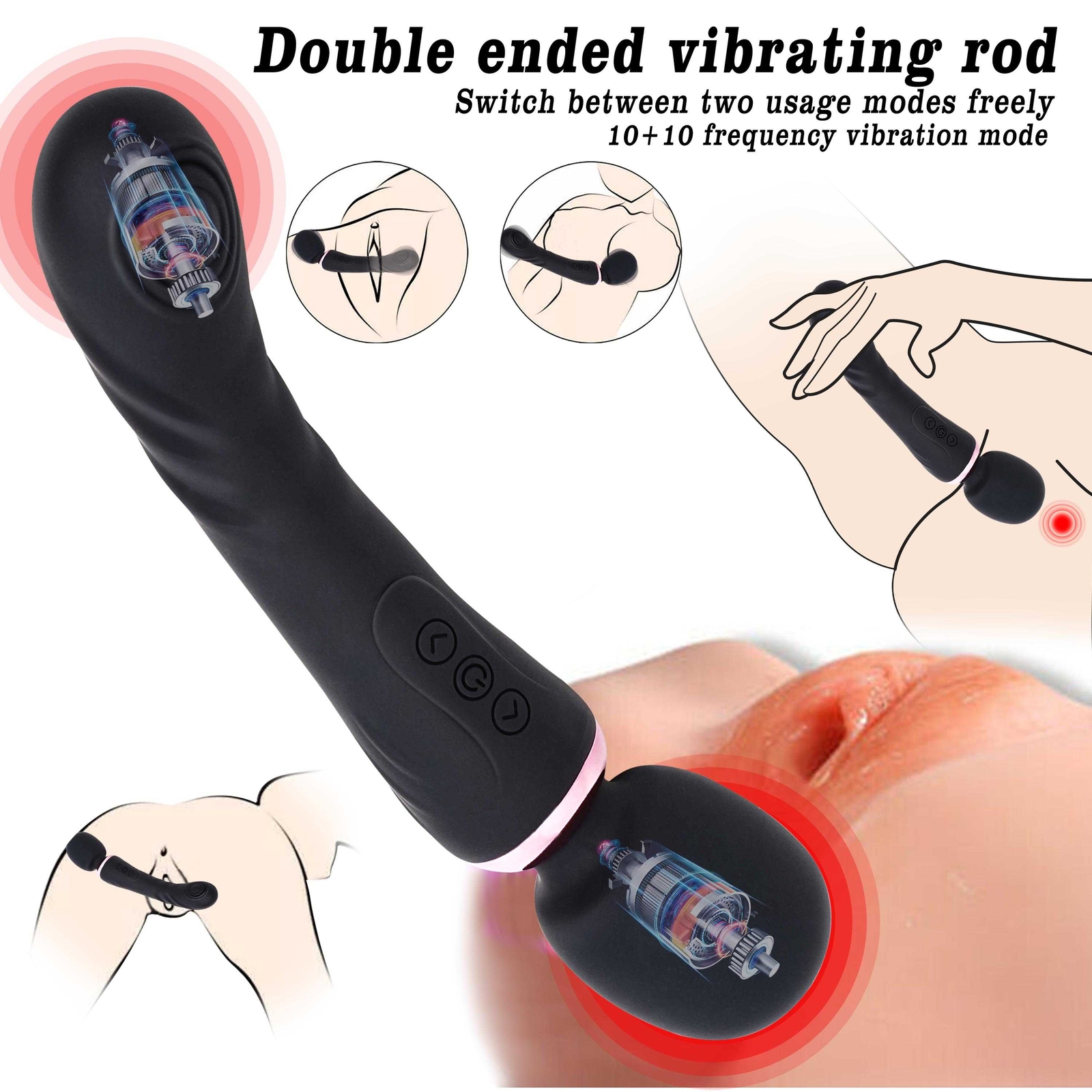 Handheld Massager Wand Vibrating Massage Full Body Therapy 2 Motor Dual Vibrator